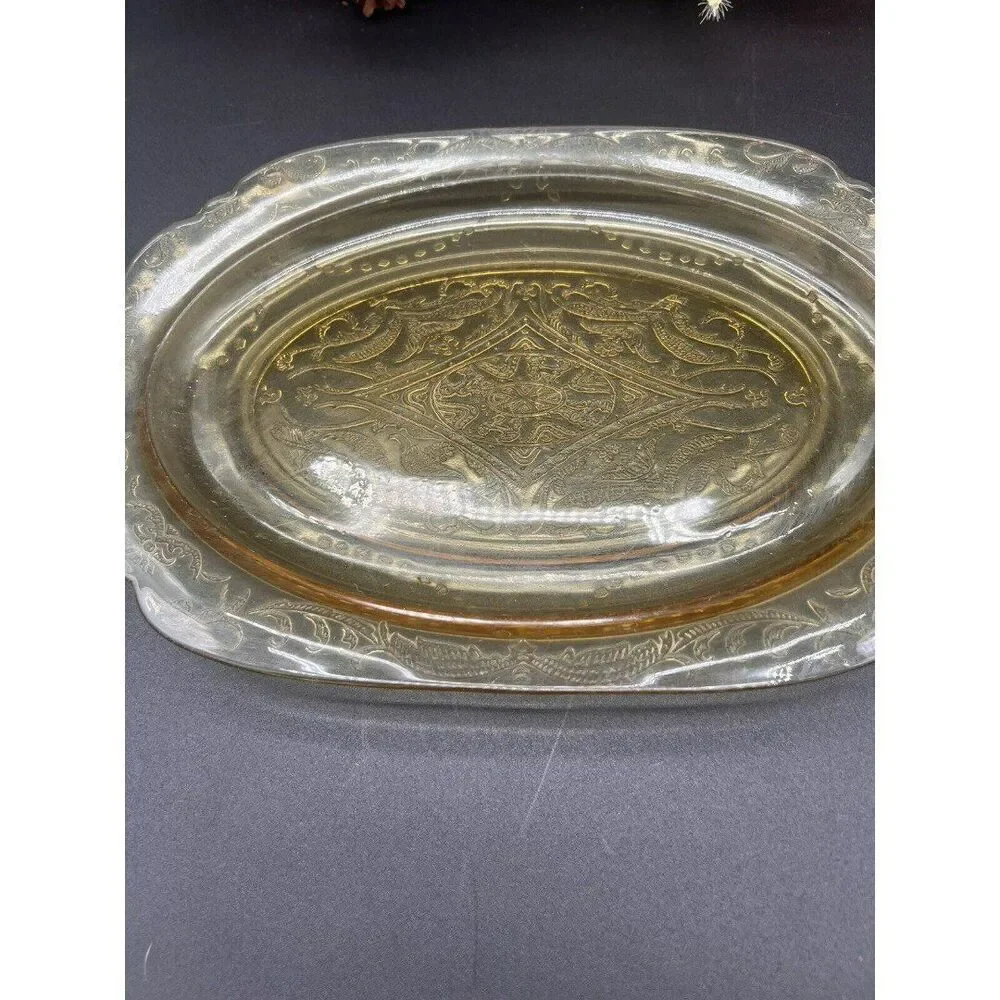 Vintage Yellow Depression Glass Platter – Madrid Pattern by Federal Glass